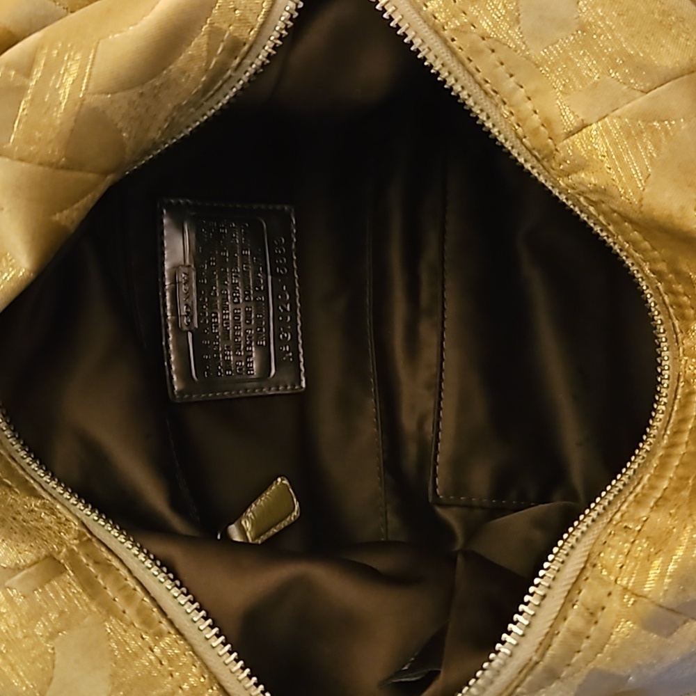 VTG COACH Y2k Gold Poppy Signature Logo Cloth Satchel Bag - Picture 11 of 16